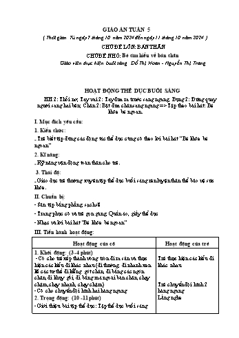 Giáo án Mầm non Lớp Lá - Tuần 5 - Năm học 2024-2025 - Đỗ Thị Hoan