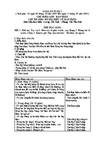 Giáo án Mầm non Lớp Lá - Tuần 5 - Năm học 2024-2025 - Lương Thị Vinh