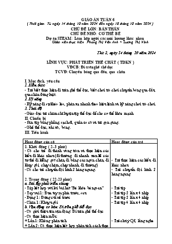 Giáo án Mầm non Lớp Lá - Tuần 6 - Năm học 2024-2025 - Lương Thị Vinh