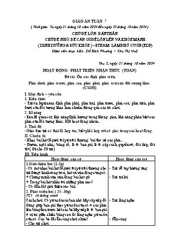 Giáo án Mầm non Lớp Lá - Tuần 7 - Năm học 2024-2025 - Đỗ Bích Phương