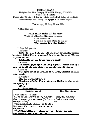 Giáo án Mầm non Lớp Lá - Tuần 7 - Năm học 2024-2025 - Hoàng Thị Nguyện