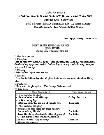 Giáo án Mầm non Lớp Lá - Tuần 8 - Năm học 2024-2025 - Chu Thị Huệ