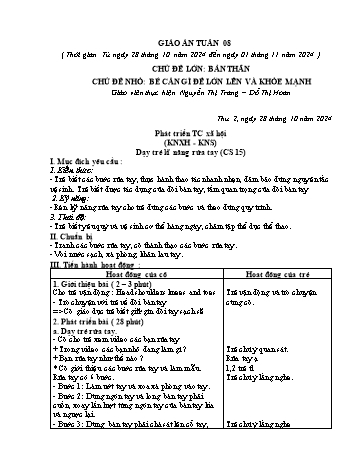 Giáo án Mầm non Lớp Lá - Tuần 8 - Năm học 2024-2025 - Nguyễn Thị Trang