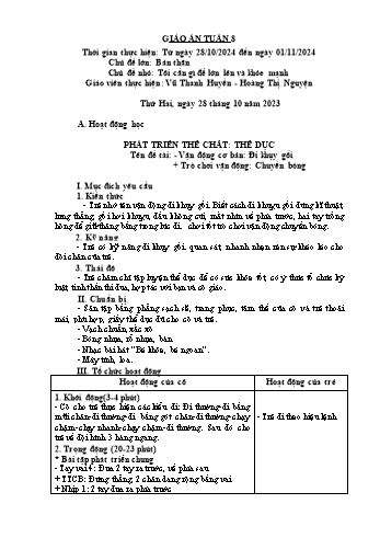 Giáo án Mầm non Lớp Lá - Tuần 8 - Năm học 2024-2025 - Vũ Thanh Huyền