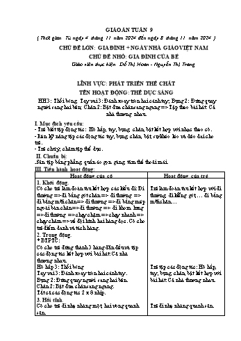 Giáo án Mầm non Lớp Lá - Tuần 9 - Năm học 2024-2025 - Đỗ Thị Hoan