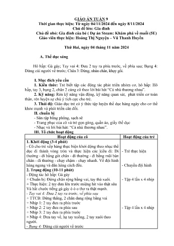 Giáo án Mầm non Lớp Lá - Tuần 9 - Năm học 2024-2025 - Hoàng Thị Nguyện