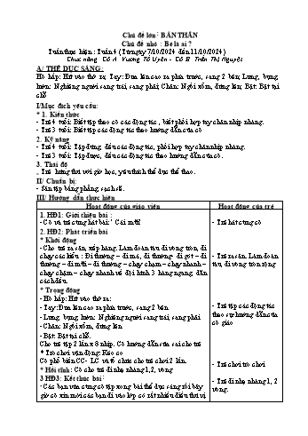 Giáo án Mầm non Lớp Mầm - Chủ đề lớn: Bản thân - Chủ đề nhỏ: Bé là ai? - Năm học 2024-2025 - Vương Tố Uyên