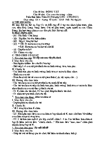 Giáo án Mầm non Lớp Mầm - Chủ đề lớn: Động vật - Chủ đề nhỏ: Các con côn trùng, chim - Năm học 2024-2025 - Vương Tố Uyên