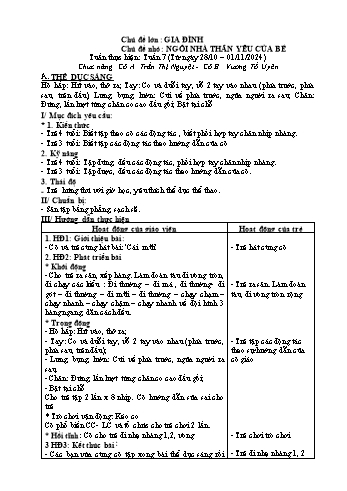 Giáo án Mầm non Lớp Mầm - Chủ đề lớn: Gia đình - Chủ đề nhỏ: Ngôi nhà thân yêu của bé - Năm học 2024-2025 - Trần Thị Nguyệt