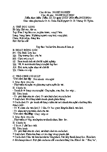 Giáo án Mầm non Lớp Mầm - Chủ đề lớn: Nghề nghiệp - Chủ đề nhỏ: Nghề dạy học - Năm học 2024-2025 - Trần Thị Nguyệt