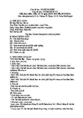 Giáo án Mầm non Lớp Mầm - Chủ đề lớn: Nghề nghiệp - Chủ đề nhỏ: Nghề dịch vụ - Năm học 2024-2025 - Vương Tố Uyên