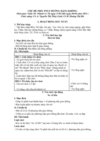 Giáo án Mầm non Lớp Mầm - Chủ đề nhỏ: Phương tiện giao thông đường hàng không - Năm học 2024-2025 - Nguyễn Thị Thùy Linh