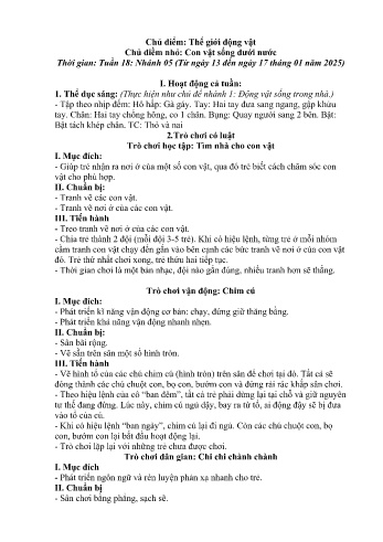 Giáo án Mầm non Lớp Mầm - Chủ điểm lớn: Thế giới động vật - Chủ điểm nhỏ: Con vật sống dưới nước - Năm học 2024-2025 - Lương Thị Hậu