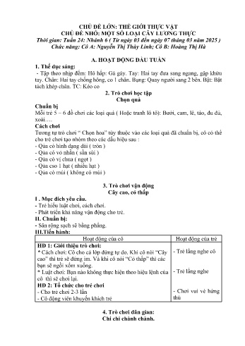Giáo án Mầm non Lớp Mầm - Chủ điểm lớn: Thế giới thực vật - Chủ điểm nhỏ: Một số loại cây lương thực - Năm học 2024-2025 - Nguyễn Thị Thùy Linh