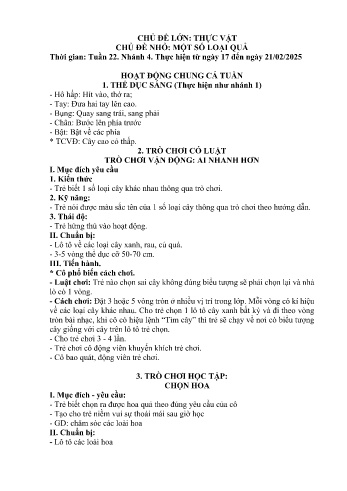 Giáo án Mầm non Lớp Nhà trẻ - Chủ đề lớn: Thực vật - Chủ đề nhỏ: Một số loại quả - Năm học 2024-2025 - Lương Hoàng Chang