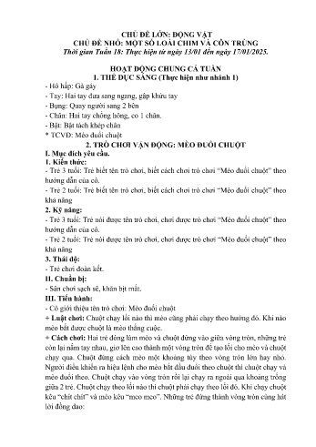 Giáo án Mầm non Lớp Nhà trẻ - Chủ điểm lớn: Động vật - Chủ điểm nhỏ: Một số loài chim và côn trùng - Năm học 2024-2025 - Lương Hoàng Chang