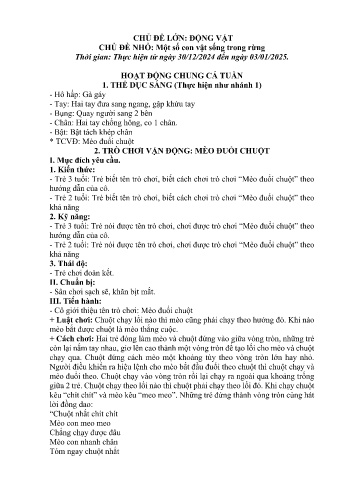 Giáo án Mầm non Lớp Nhà trẻ - Chủ điểm lớn: Động vật - Chủ điểm nhỏ: Một số con vật sống trong rừng - Năm học 2024-2025 - Lương Hoàng Chang