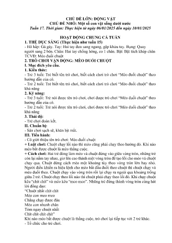 Giáo án Mầm non Lớp Nhà trẻ - Chủ điểm lớn: Động vật - Chủ điểm nhỏ: Một số con vật sống dưới nước - Năm học 2024-2025 - Đỗ Thị Kim Anh