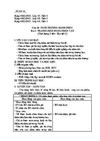 Giáo án Mĩ thuật Lớp 4 (Chân trời sáng tạo) -Tuần 10 - Năm học 2023-2024 - Phạm Thị Thu Huyền
