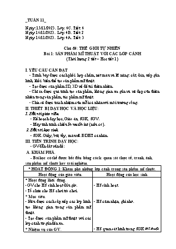 Giáo án Mĩ thuật Lớp 4 (Chân trời sáng tạo) -Tuần 11 - Năm học 2023-2024 - Phạm Thị Thu Huyền