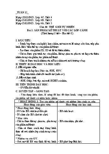 Giáo án Mĩ thuật Lớp 4 (Chân trời sáng tạo) -Tuần 12 - Năm học 2023-2024 - Phạm Thị Thu Huyền