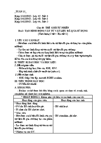 Giáo án Mĩ thuật Lớp 4 (Chân trời sáng tạo) -Tuần 15 - Năm học 2023-2024 - Phạm Thị Thu Huyền