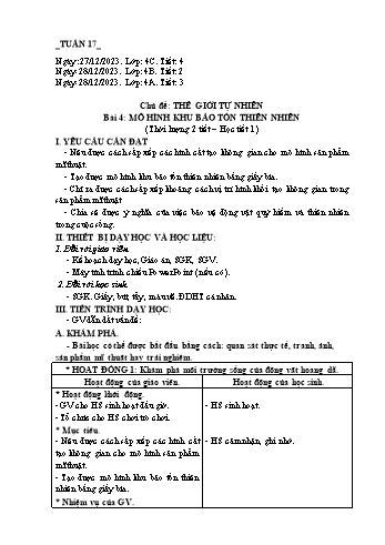 Giáo án Mĩ thuật Lớp 4 (Chân trời sáng tạo) -Tuần 17 - Năm học 2023-2024 - Phạm Thị Thu Huyền