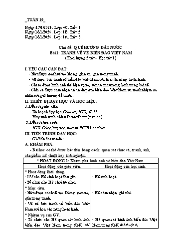 Giáo án Mĩ thuật Lớp 4 (Chân trời sáng tạo) -Tuần 19 - Năm học 2023-2024 - Phạm Thị Thu Huyền