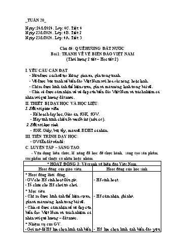 Giáo án Mĩ thuật Lớp 4 (Chân trời sáng tạo) -Tuần 20 - Năm học 2023-2024 - Phạm Thị Thu Huyền