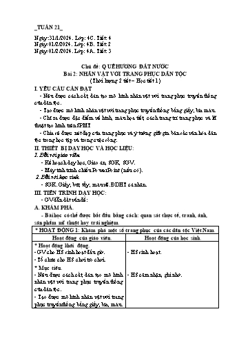 Giáo án Mĩ thuật Lớp 4 (Chân trời sáng tạo) -Tuần 21 - Năm học 2023-2024 - Phạm Thị Thu Huyền