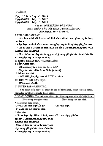 Giáo án Mĩ thuật Lớp 4 (Chân trời sáng tạo) -Tuần 22 - Năm học 2023-2024 - Phạm Thị Thu Huyền