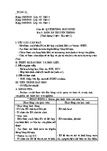 Giáo án Mĩ thuật Lớp 4 (Chân trời sáng tạo) -Tuần 23 - Năm học 2023-2024 - Phạm Thị Thu Huyền