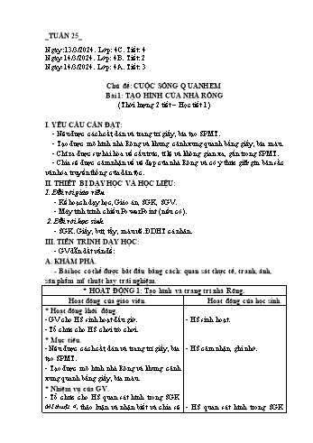 Giáo án Mĩ thuật Lớp 4 (Chân trời sáng tạo) -Tuần 25 - Năm học 2023-2024 - Phạm Thị Thu Huyền