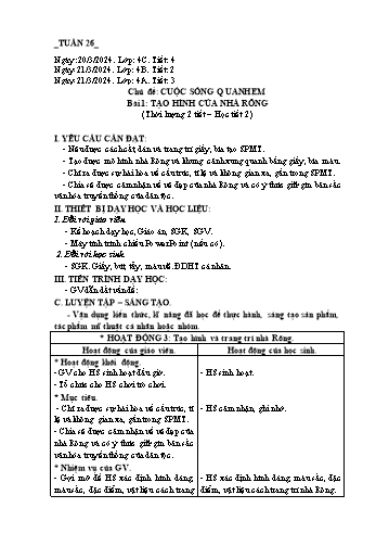Giáo án Mĩ thuật Lớp 4 (Chân trời sáng tạo) -Tuần 26 - Năm học 2023-2024 - Phạm Thị Thu Huyền