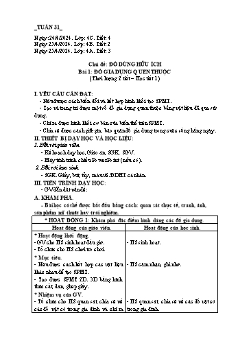 Giáo án Mĩ thuật Lớp 4 (Chân trời sáng tạo) -Tuần 31 - Năm học 2023-2024 - Phạm Thị Thu Huyền