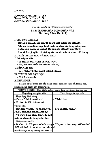 Giáo án Mĩ thuật Lớp 4 (Chân trời sáng tạo) -Tuần 9 - Năm học 2023-2024 - Phạm Thị Thu Huyền