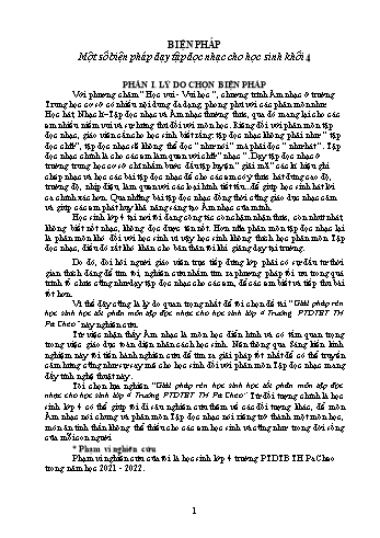 Một số biện pháp dạy tập đọc nhạc cho học sinh khối 4 - Lê Hải Yến