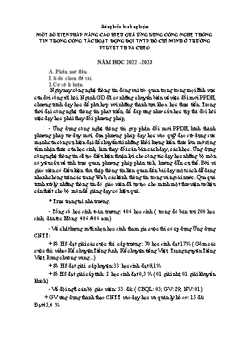 Một số biện pháp nâng cao hiệu quả ứng dụng công nghệ thông tin trong công tác hoạt động đội Thiếu niên tiền phong Hồ Chí Minh ở trường Phổ thông dân tộc bán trú Tiểu học Pa Cheo - Lý Thị Hiên